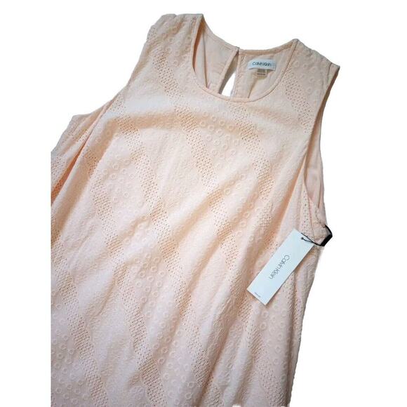 Calvin Klein Women's Cotton Eyelet Trapeze Dress Sz 14W New Lined Knee Length - Picture 8 of 11